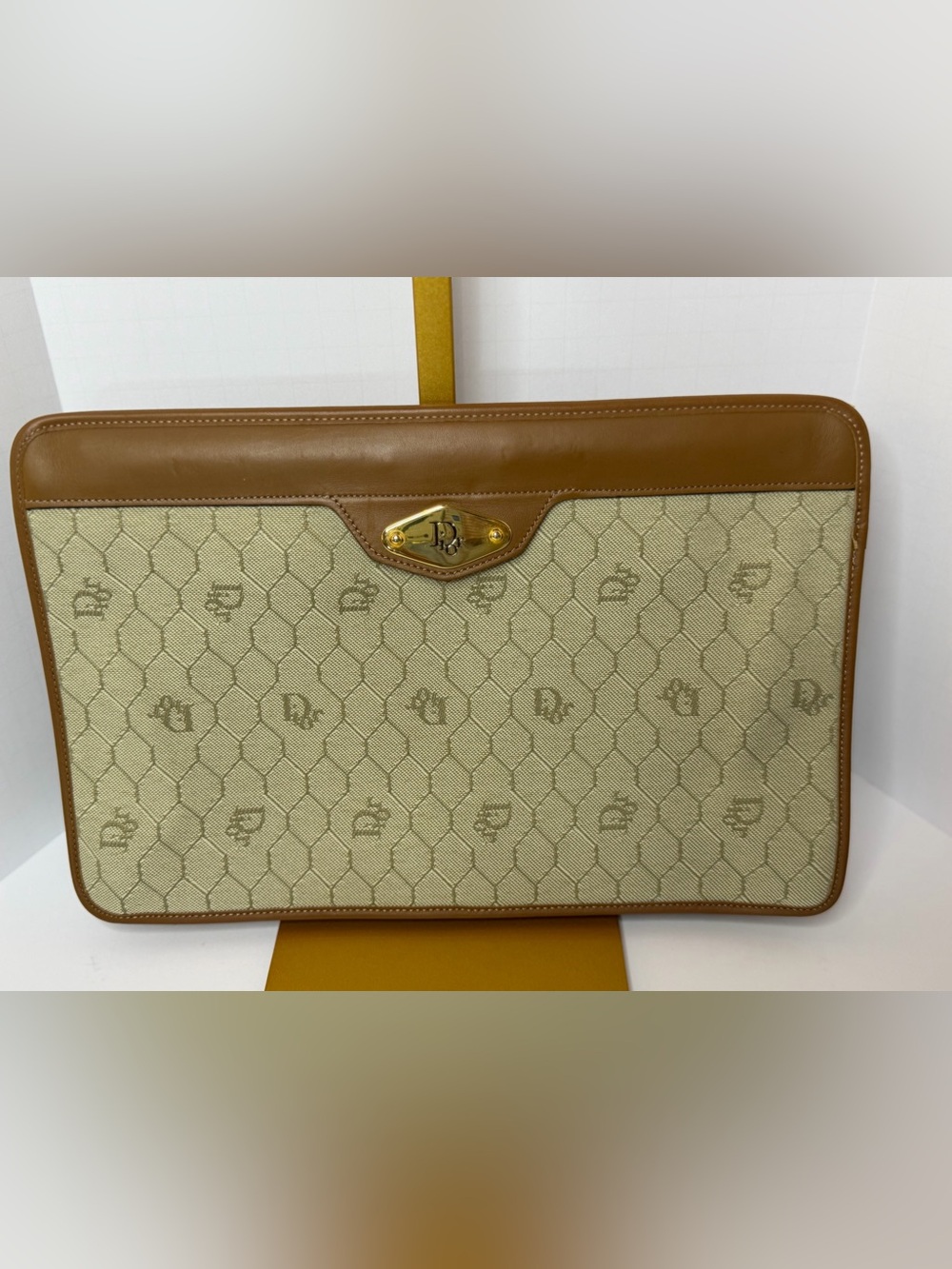 Christian Dior Honeycomb Trotter Clutch Bag Monogram 1980’s Travel Monsieur